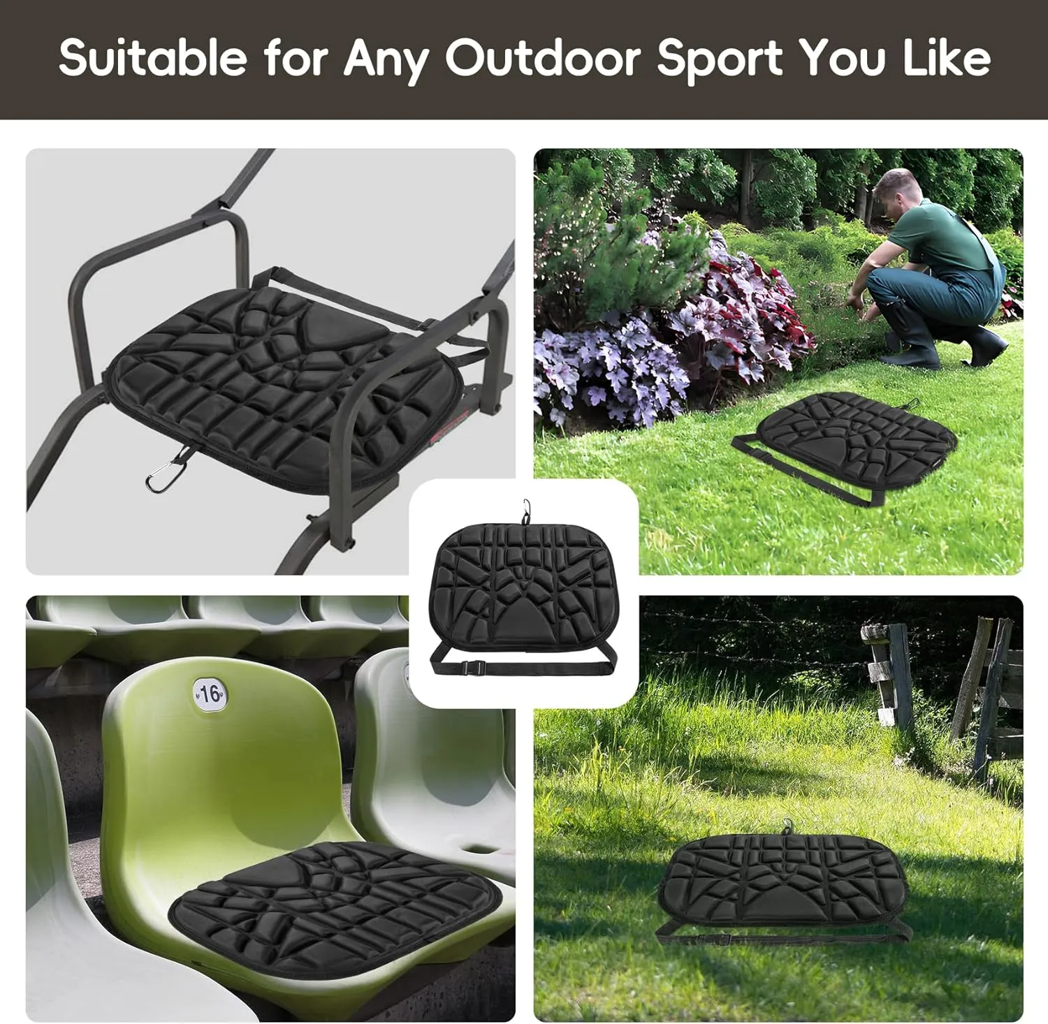 BLISSWILL Hunting seat Cushion，Stadium Cushion，100% Memory Foam Silent Lightweight for Camping, Hunting, Fishing，Camping，Outdoor