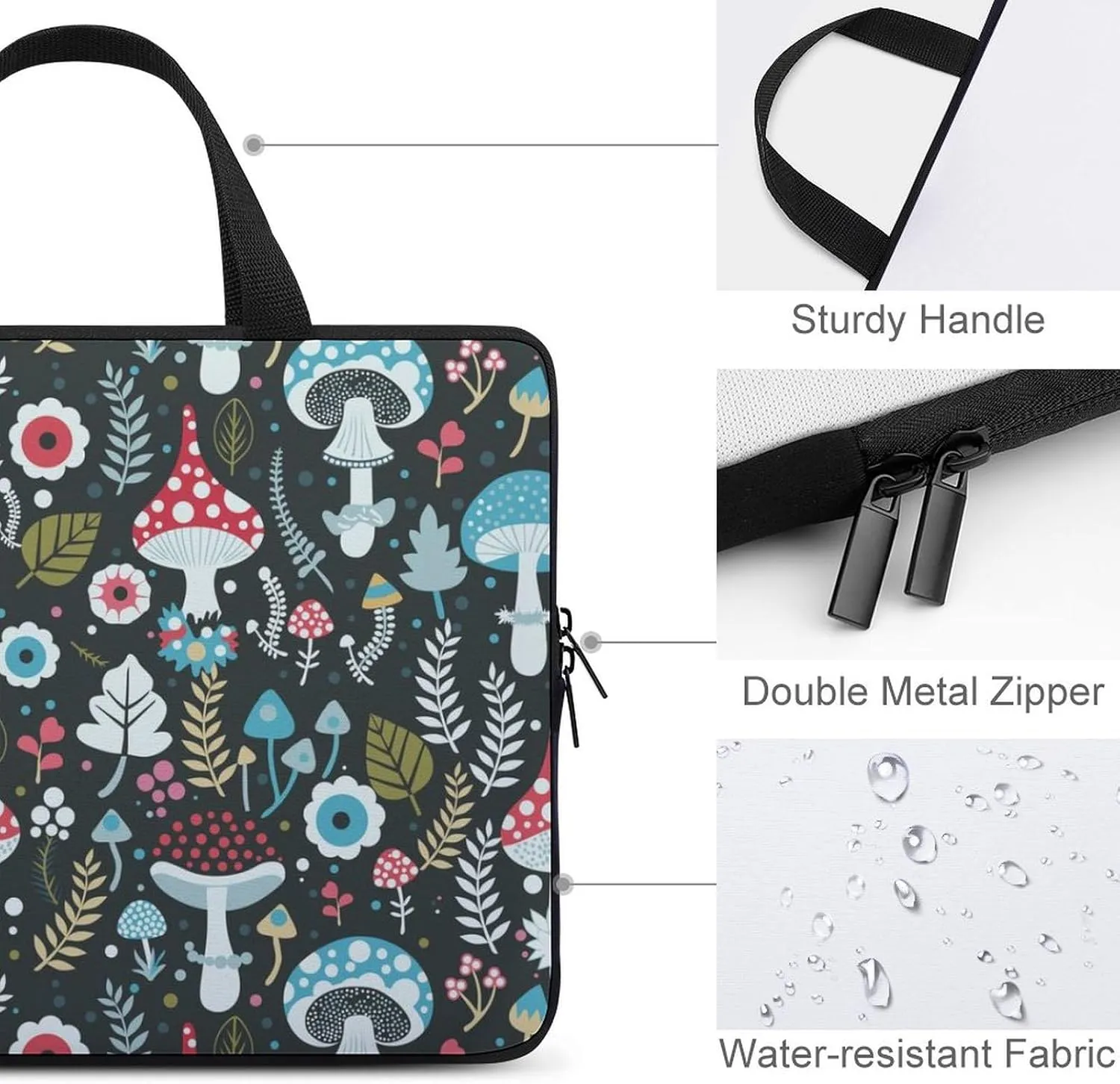 Blue Yellow Floral Rose Pattern Messenger Bag Case Sleeve for Laptop Briefcase
