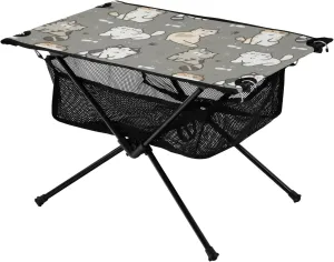 Bolaz Outdoor Folding Portable Picnic Camping Table-Cartoon cat pattern2,Storage Mesh for Camping Gear Accessories, Hiking, Mountaineering, Outdoor Travel