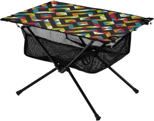 Bolaz Outdoor Folding Portable Picnic Camping Table-Colorful Geometry,Storage Mesh for Camping Gear Accessories, Hiking, Mountaineering, Outdoor Travel