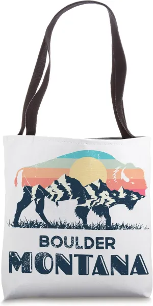 Boulder Montana Vintage Hiking Bison Nature Tote Bag
