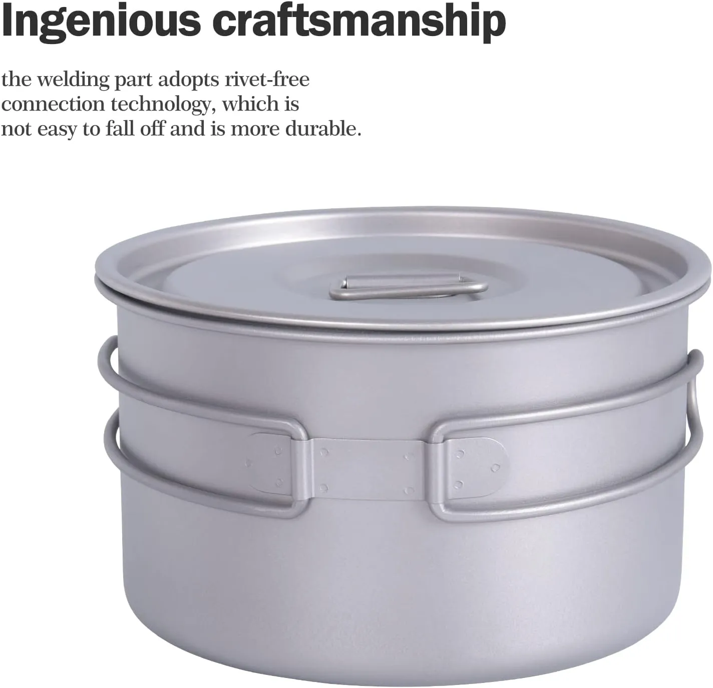 Boundless Voyage Camping Cookware Lightweight Cooking Pot Set Titanium Pot Portable for Outdoor Cooking Traveling Hiking Trekking Backpacking, 1-5 Person
