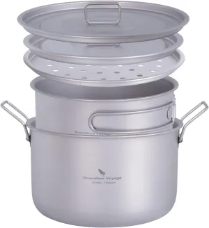 Boundless Voyage Camping Cookware Lightweight Cooking Pot Set Titanium Pot Portable for Outdoor Cooking Traveling Hiking Trekking Backpacking, 1-5 Person