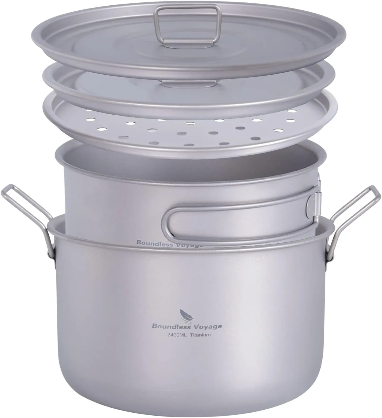 Boundless Voyage Camping Cookware Lightweight Cooking Pot Set Titanium Pot Portable for Outdoor Cooking Traveling Hiking Trekking Backpacking, 1-5 Person