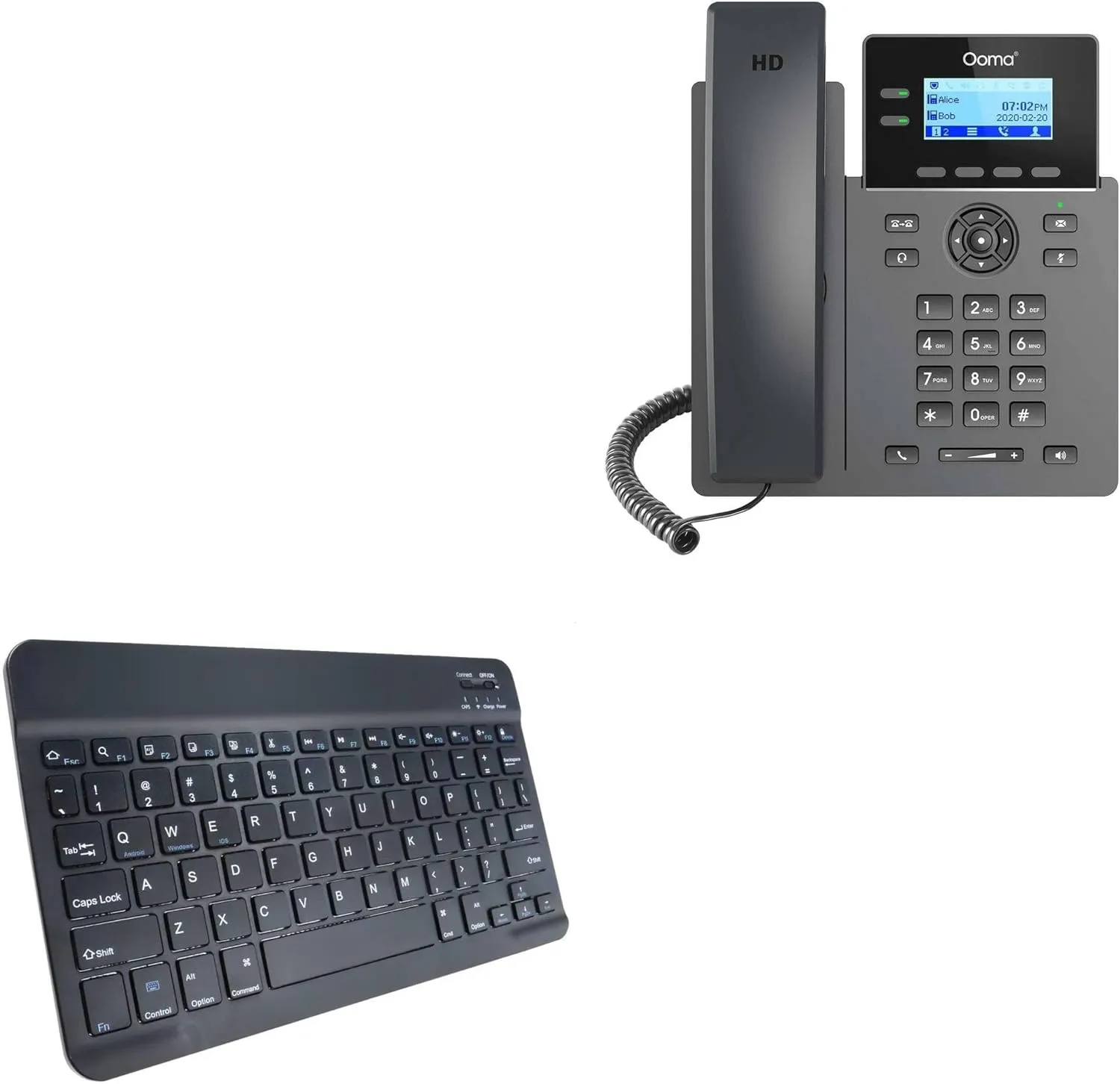 BoxWave Keyboard Compatible with Ooma 2602 IP Phone - SlimKeys Bluetooth Keyboard, Portable Thin with Chiclet-Style Keys - Jet Black