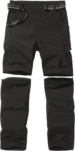 Boy’s Convertible Hiking Pants Lightweight Quick Dry Zip Off Pants for Kids Youth Outdoor UPF 50  Casual Cargo Trousers