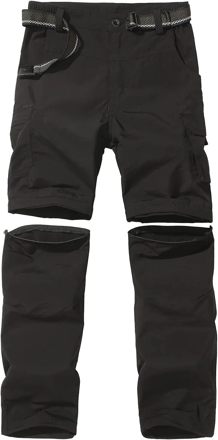 Boy’s Convertible Hiking Pants Lightweight Quick Dry Zip Off Pants for Kids Youth Outdoor UPF 50  Casual Cargo Trousers