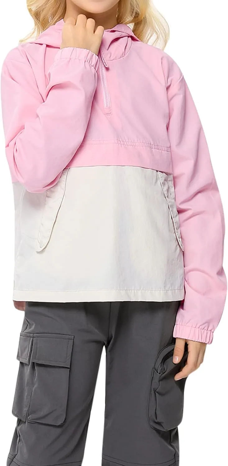 Boys Girls Packable Rain Jacket Lightweight Waterproof Hooded Raincoats Windproof Size 3-12Y
