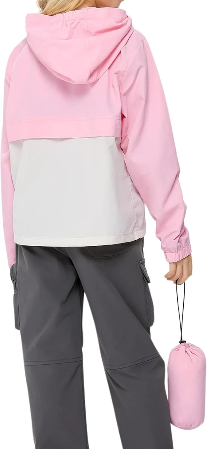 Boys Girls Packable Rain Jacket Lightweight Waterproof Hooded Raincoats Windproof Size 3-12Y