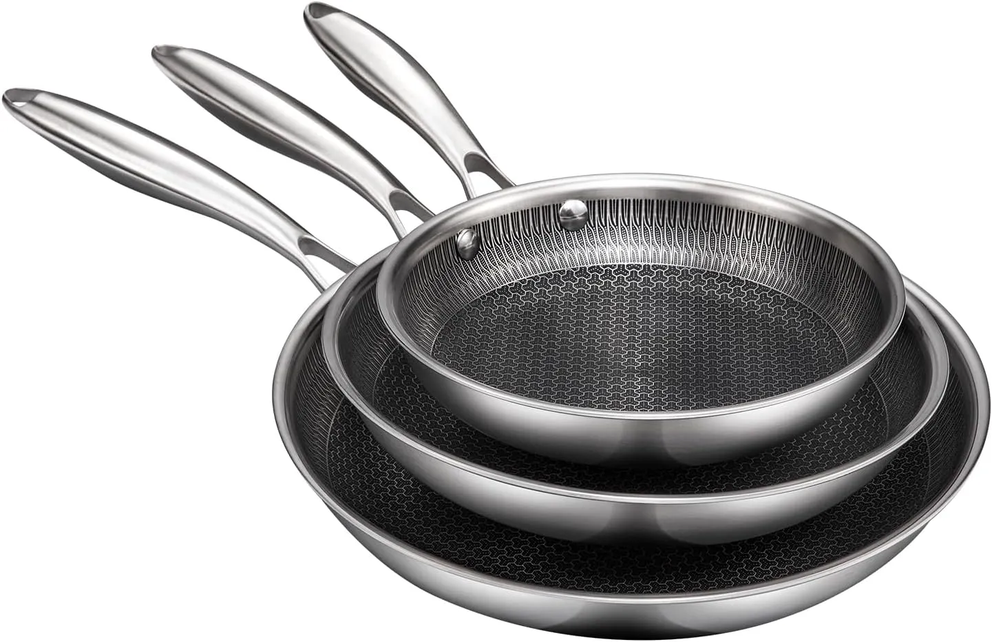 brid Pans Set Nonstick 3 Piece, 8&10&12 Inch Nonstick Frying Pans Set, Professional Frying Pans with Stay-Cool Handle, Dishwasher and Oven Safe, Compatible with All Cooktops