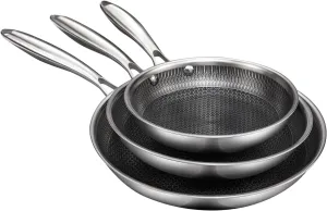 brid Pans Set Nonstick 3 Piece, 8&10&12 Inch Nonstick Frying Pans Set, Professional Frying Pans with Stay-Cool Handle, Dishwasher and Oven Safe, Compatible with All Cooktops