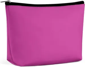 Bright Purple Wine Solid Color Cosmetic Bag, Travel Portable Makeup Bag for Purse Pouch Beauty Zipper Organizer Toiletry Bag for Women