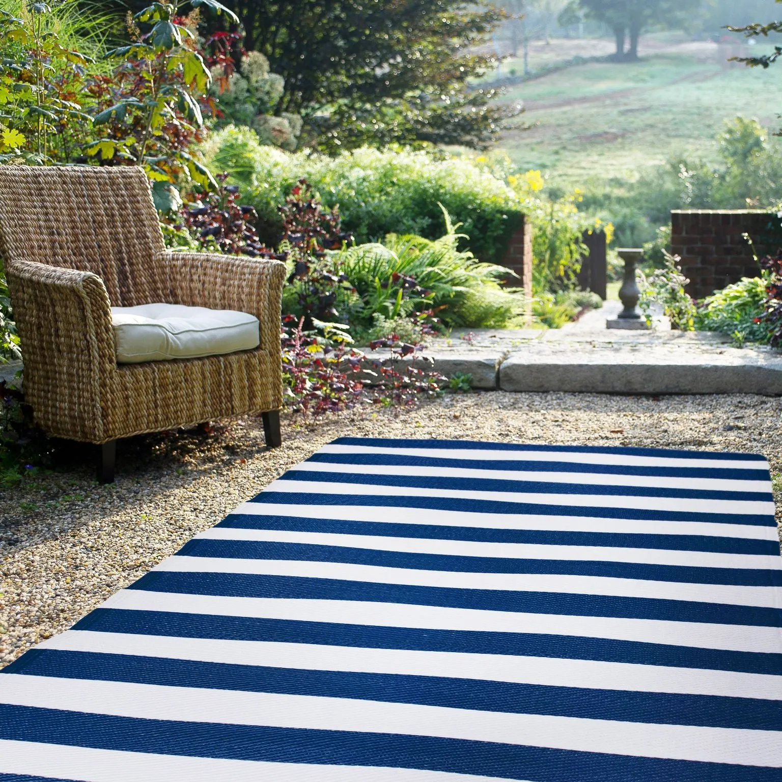 Brittany Stripe - Blue & White (9' x 12') Foldable Rug