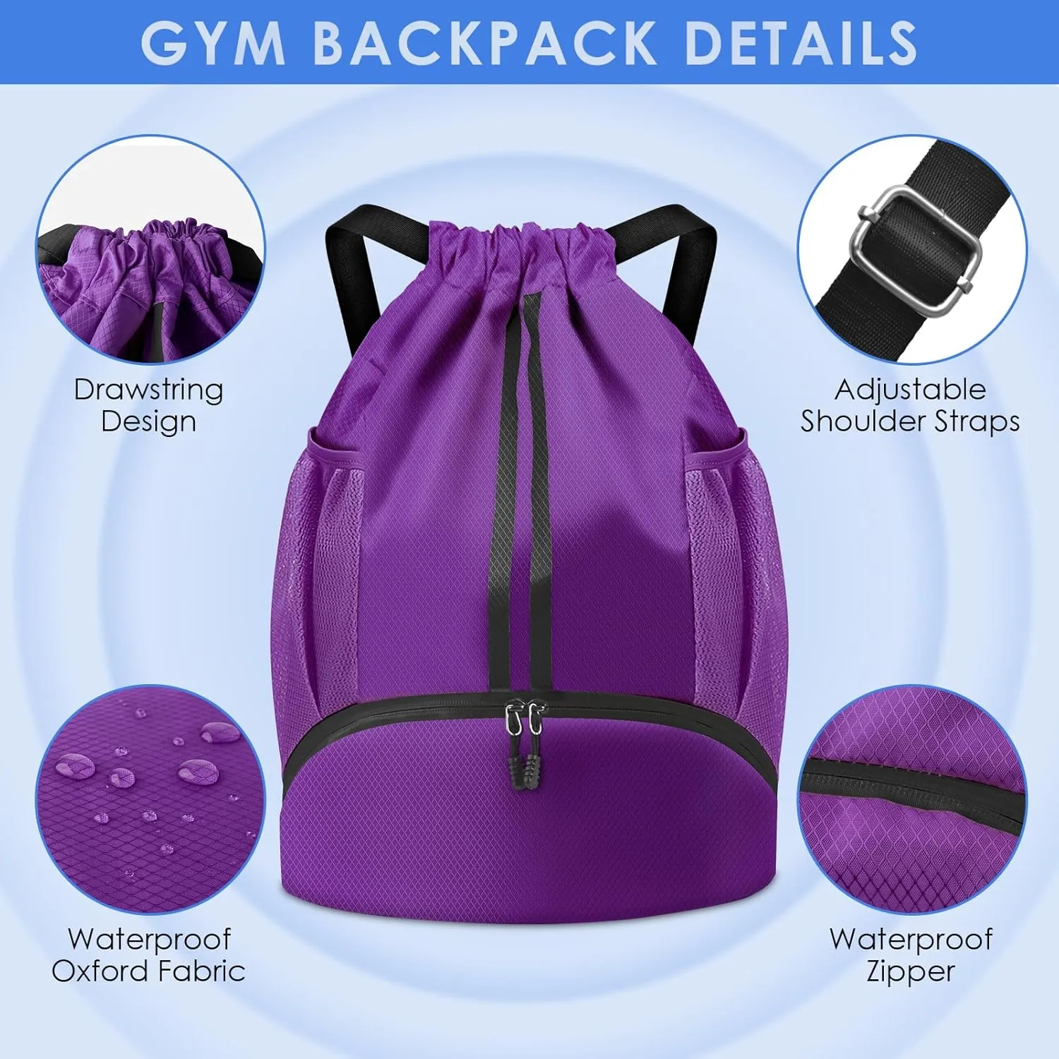 BROTOU Soccer Bags, Football Backpack, Volleyball Bag, Drawstring Soccer Backpack with Ball and Shoe Compartment