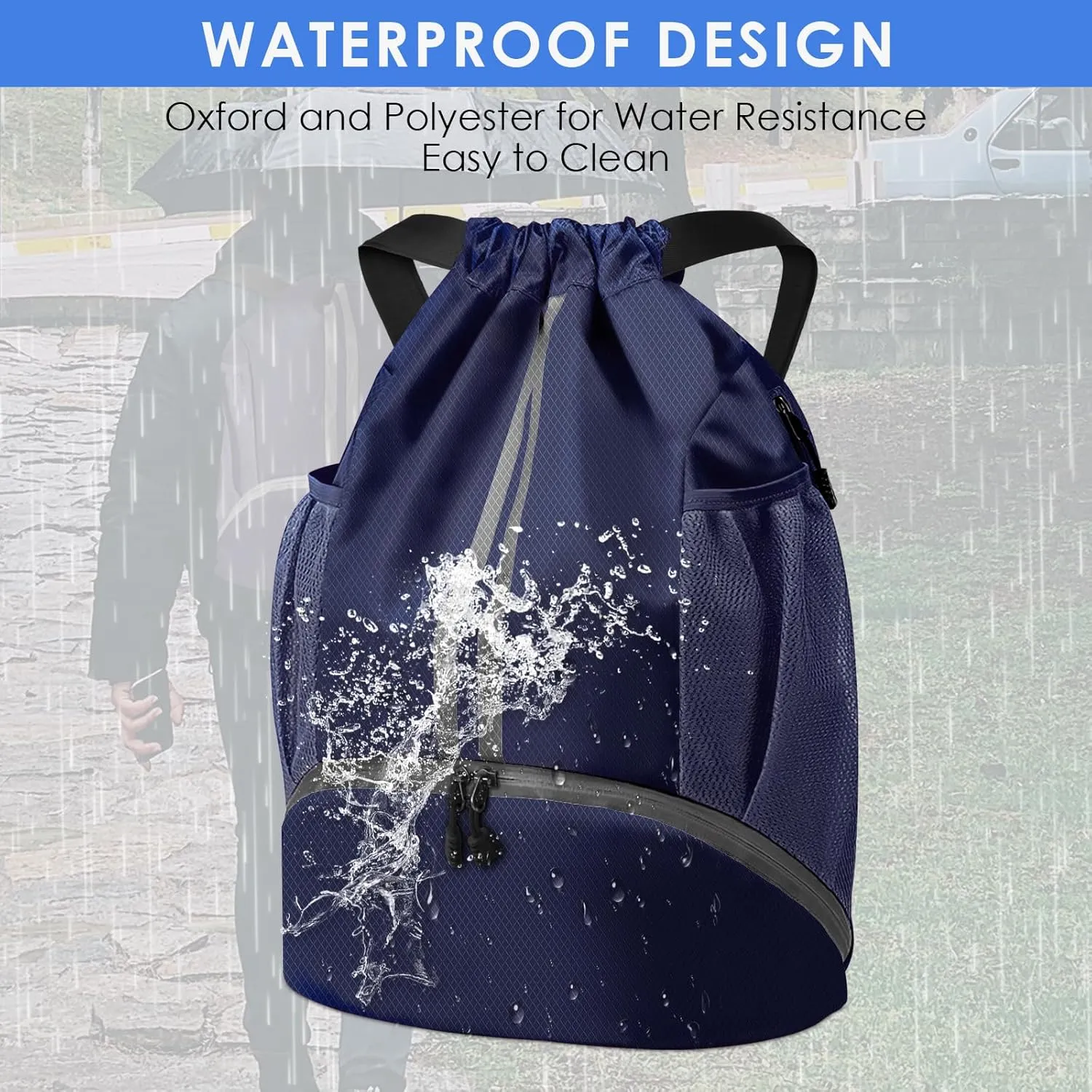 BROTOU Soccer Bags, Football Backpack, Volleyball Bag, Drawstring Soccer Backpack with Ball and Shoe Compartment