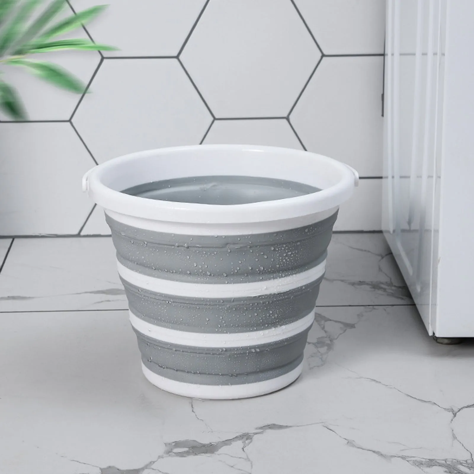 Bucket Great value Silicone Hot-ticket item - Foldable for 10 Litre Collapsible Home/Hiking/Camping/Fishing Grey/White