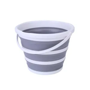 Bucket Great value Silicone Hot-ticket item - Foldable for 10 Litre Collapsible Home/Hiking/Camping/Fishing Grey/White