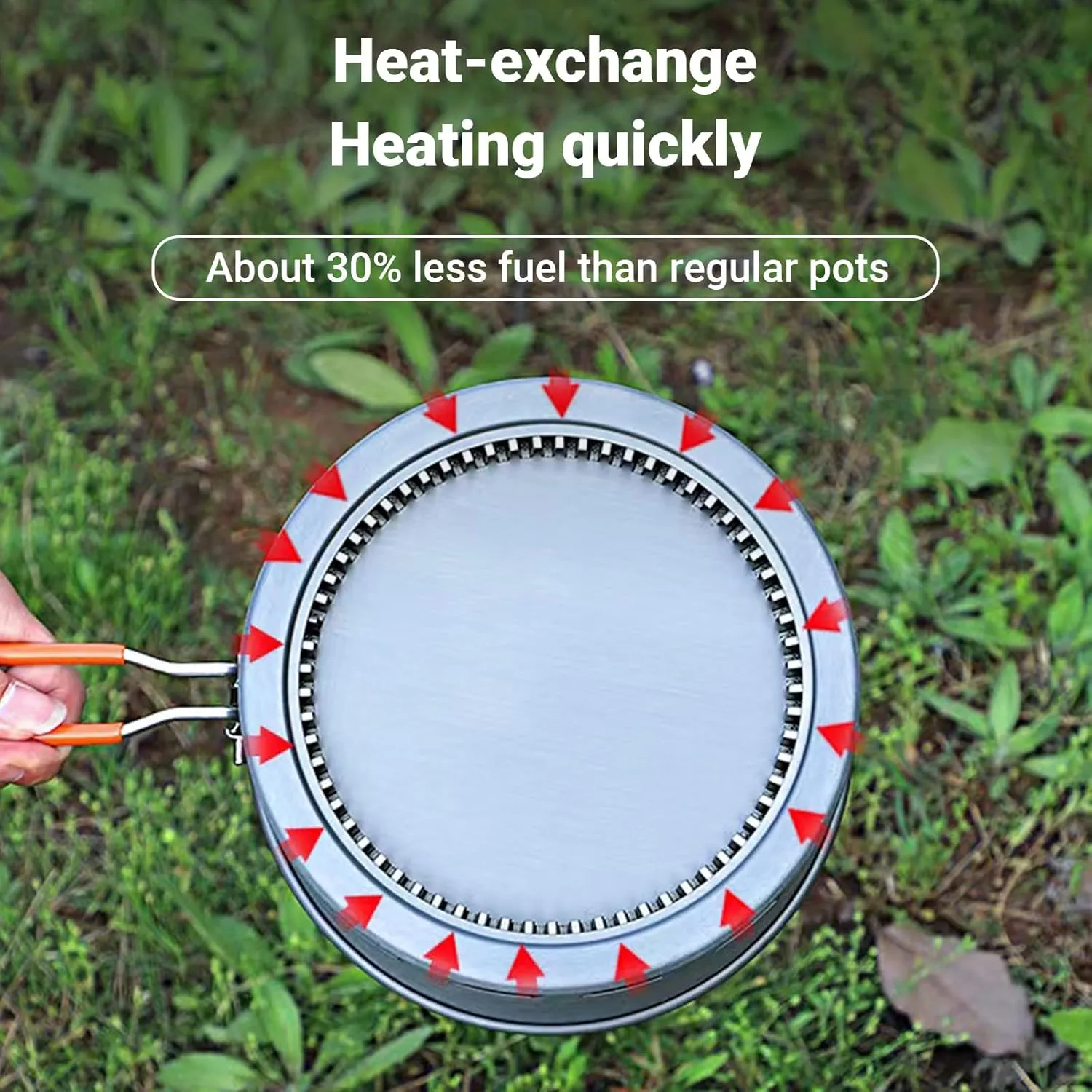 Bulin Camping Pot, 2.1L High Efficiency Backpacking Pot Ultralight Camping Cooking Set Cookware Gear with Heat-Proof Handle & Heat Exchanger for Outdoor Picnic Hiking Travel