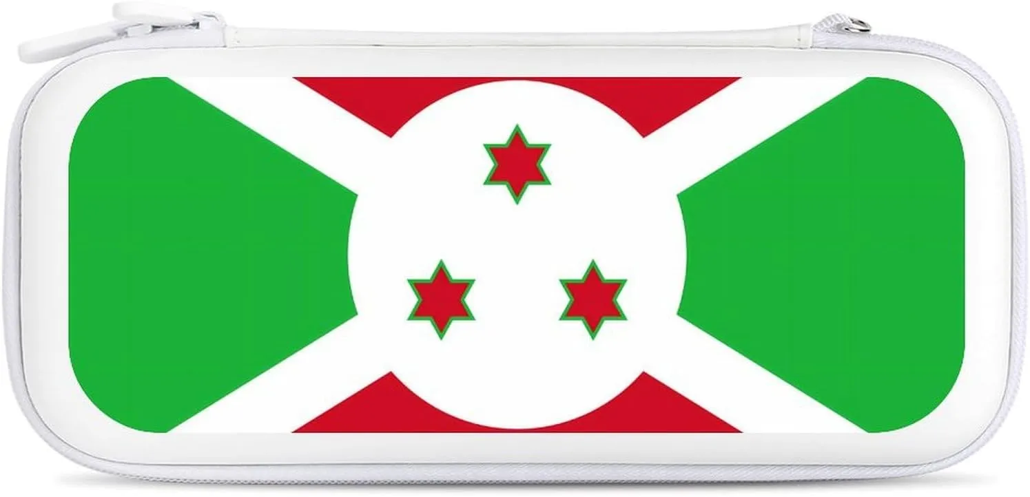 Burundi Flag Compatible with Switch Carrying Case Hard Travel Game Bag Pouch with 15 Games Accessories