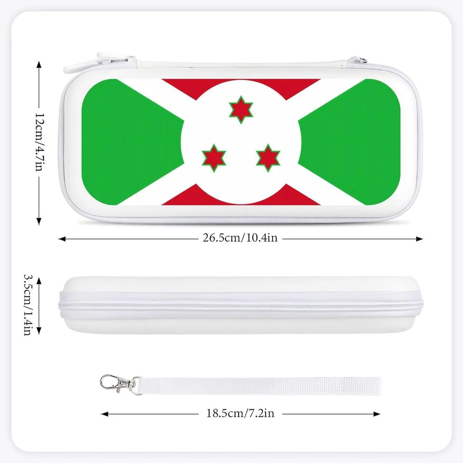 Burundi Flag Compatible with Switch Carrying Case Hard Travel Game Bag Pouch with 15 Games Accessories