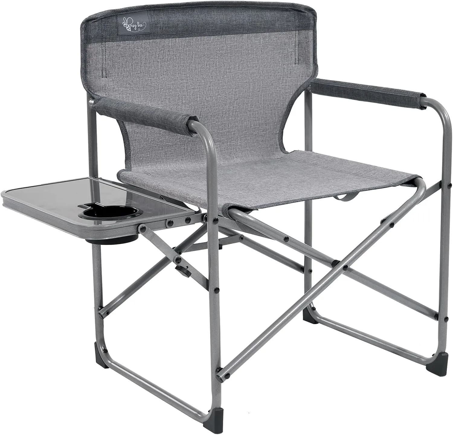 Busy Bee Kids Director Camping Chair with Foldable Side Table, Lightweight, Flat Folding, Compact and Portable, Perfect Kid Beach Chairs, Supports 150 Lbs.