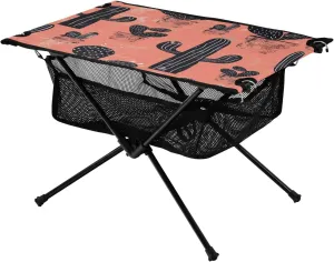 Cactus Pattern Portable Folding Camping Table, Compact Lightweight Beach Table with Carrying Bag for Outdoor Picnics, BBQs, Camp