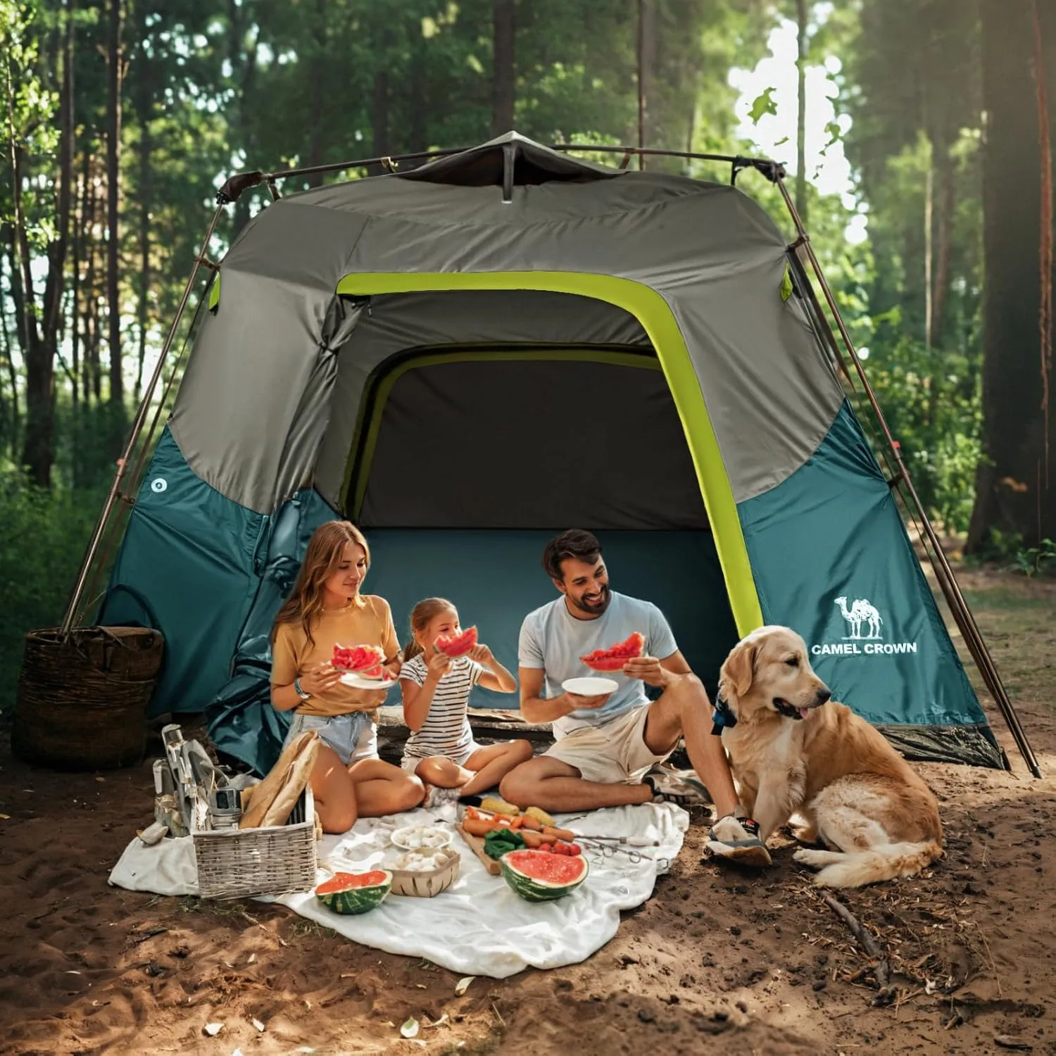 CAMEL CROWN Instant Tents for Camping 4-6 Person Tent Waterproof Easy Setup Sets Up in 60 Seconds Backpacking Tents with Carry Bag for Outdoor Hiking