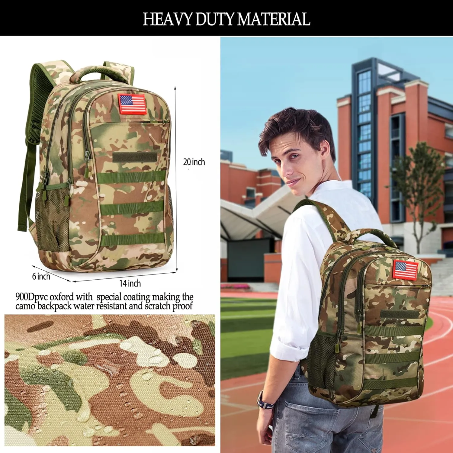 Camo Backpack,Boys Backpack for Scool Military,40L Army Bookbag Waterproof for Middle Elementary