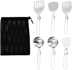 Camp Cooking Utensil Set Outdoor Kitchen Gears Stainless Steel Camping Kitchen Utensil Set Cookware Kit for Camping Grilling