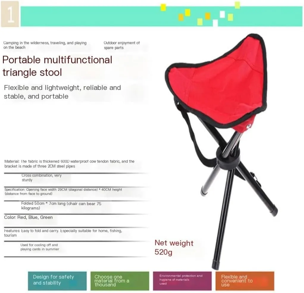 Camp Stool Outdoor Portable Stool Fishing Stool Camping Folding Chair Small Bench Mazar Camping Dormitory Small Stool Camping Stool(Green)