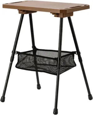 Camp Table Folding Lightweight Furniture Aluminum Alloy with Storage Adjustable Height for Trips Picnic Cooking Beach Kitchen, Khaki