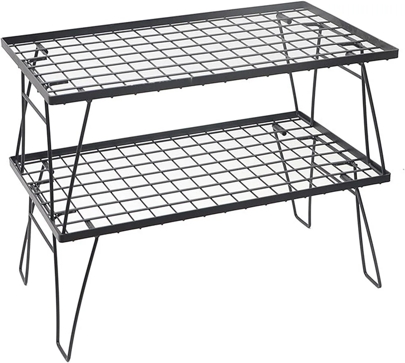 Camping 2 Table with Mesh Desktop Folding Grill Portable Lightweight Metal Picnic Outdoor Small Stand Foldable for Camp Cooking BBQ RV Beach Party