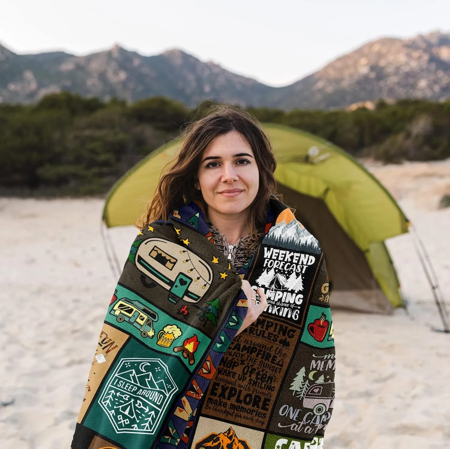 Camping Blanket Camping Lovers Gift Ideas for Men or Woman, Super Soft Throws Flannel Fleece Blankets Gifts for Camper Outdoor, Campsite Outdoors RV Travel Hiking Bed Sofa Couch 40"x50"