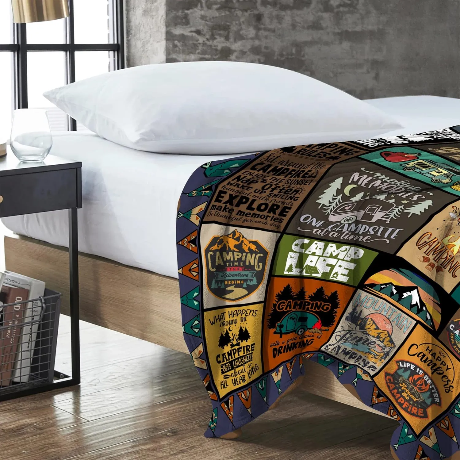 Camping Blanket Camping Lovers Gift Ideas for Men or Woman, Super Soft Throws Flannel Fleece Blankets Gifts for Camper Outdoor, Campsite Outdoors RV Travel Hiking Bed Sofa Couch 40"x50"
