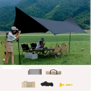 Camping Canopy,Versatile Camping Tarp, UV Resistant,Waterproof Portable Tarp,Lightweight for Camping, Backpacking and Outdoor Adventure Black