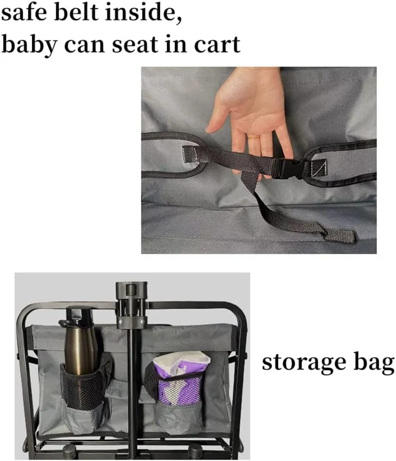 Camping Cart 120L Large Capacity Folding Adjustable Trolley Portable Shopping Pushcart Outdoor Picnic Beach Wagon (D 100 * 50 * 75cm)