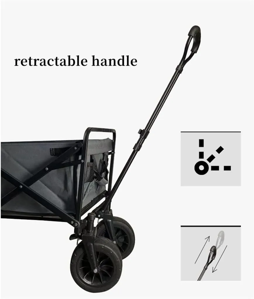Camping Cart 120L Large Capacity Folding Adjustable Trolley Portable Shopping Pushcart Outdoor Picnic Beach Wagon (D 100 * 50 * 75cm)