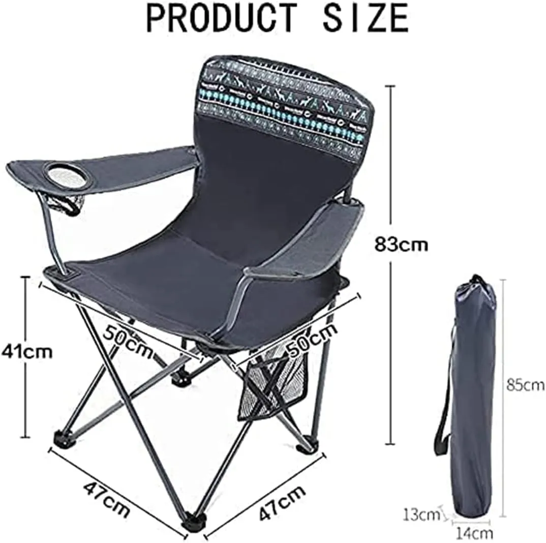 Camping Chair Fishing Chair Folding Chairs Camping Camping Folding Chair Collapsible Padded Arm Chair with Cup Holder, Lumbar Back Chair for Outdoor Indoor Lawn Chairs Outside (Size : 83 * 47 * 47cm)