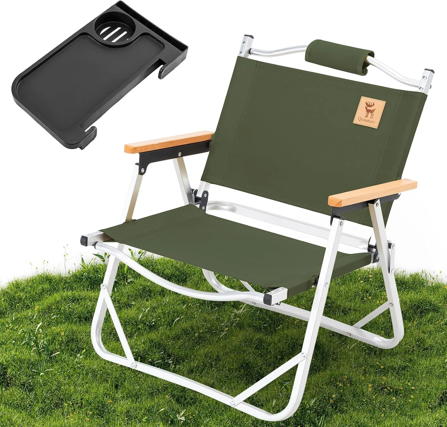 Camping Chair, Folding Aluminum Camping Chair with Side Table, Portable & Lightweight for Outdoor Camping, Picnic, Lawn, Fishing, Supports 265lbs