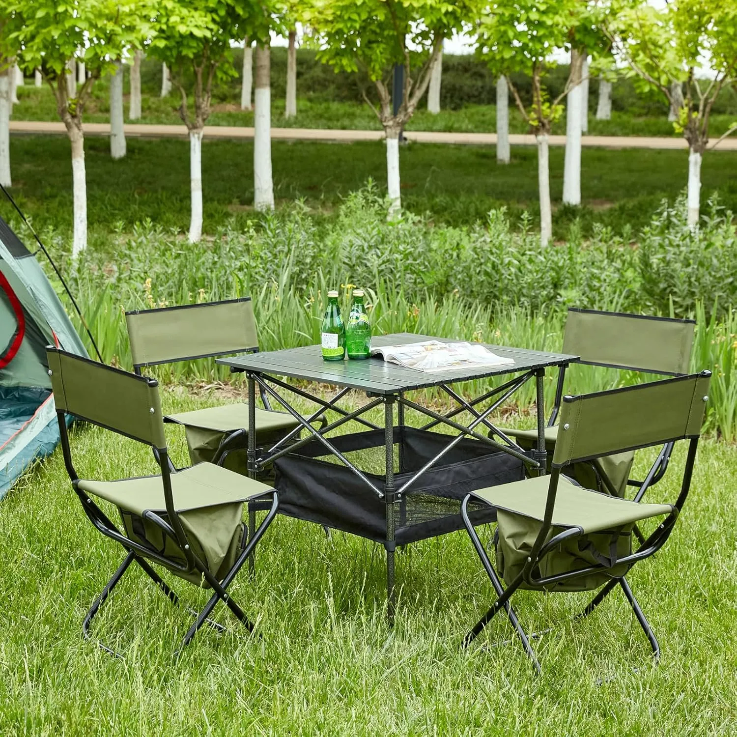 Camping Chair Folding Chairs for Outside, Portable Outdoor Chair wirh Storage Bag, Foldable Camp Chair for Beach, Lawn, Fishing, Sports, Picnic, Backyard, Patio, 2 Pack, Green