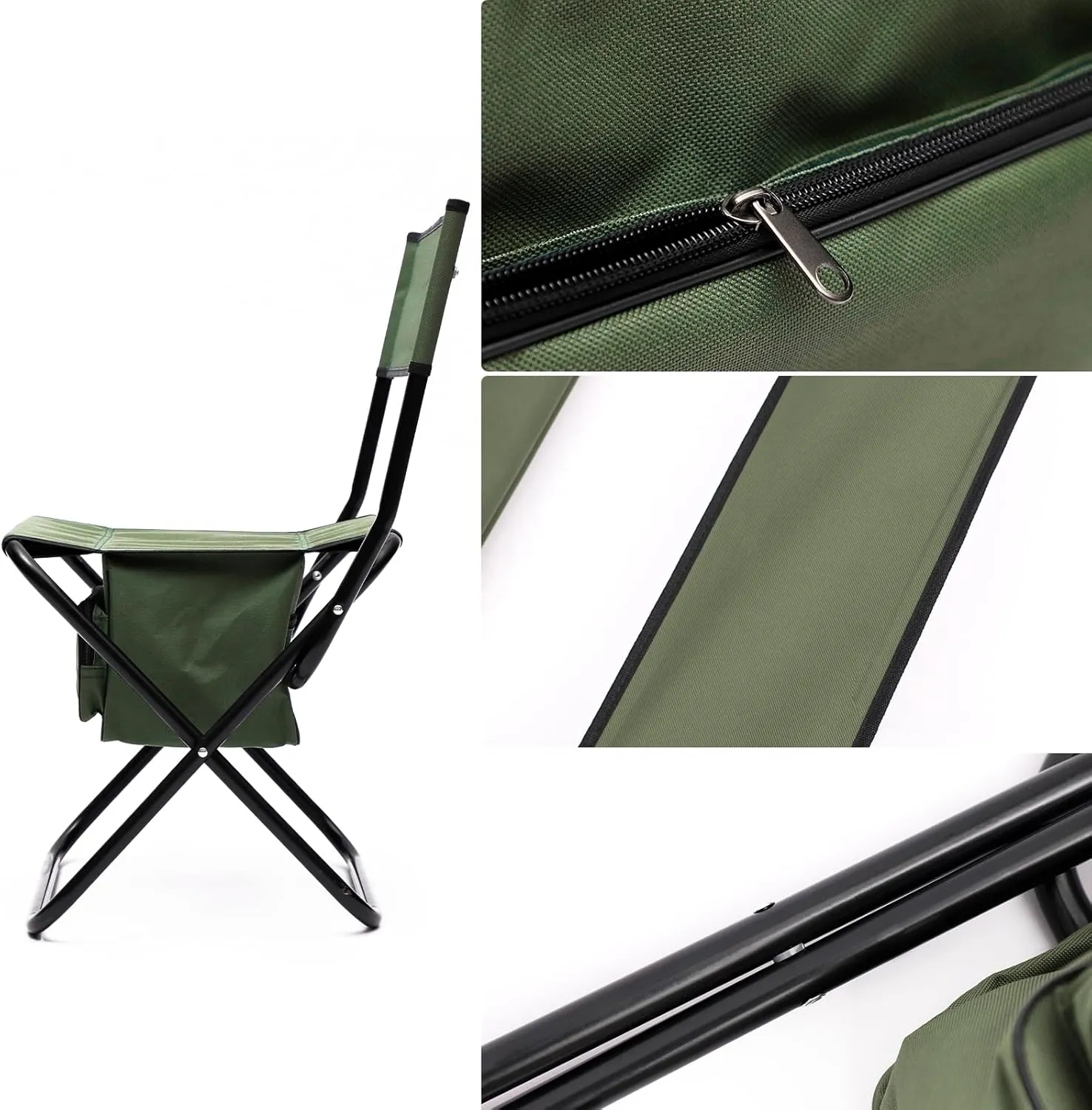 Camping Chair Folding Chairs for Outside, Portable Outdoor Chair wirh Storage Bag, Foldable Camp Chair for Beach, Lawn, Fishing, Sports, Picnic, Backyard, Patio, 2 Pack, Green