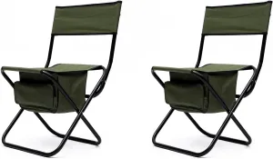 Camping Chair Folding Chairs for Outside, Portable Outdoor Chair wirh Storage Bag, Foldable Camp Chair for Beach, Lawn, Fishing, Sports, Picnic, Backyard, Patio, 2 Pack, Green