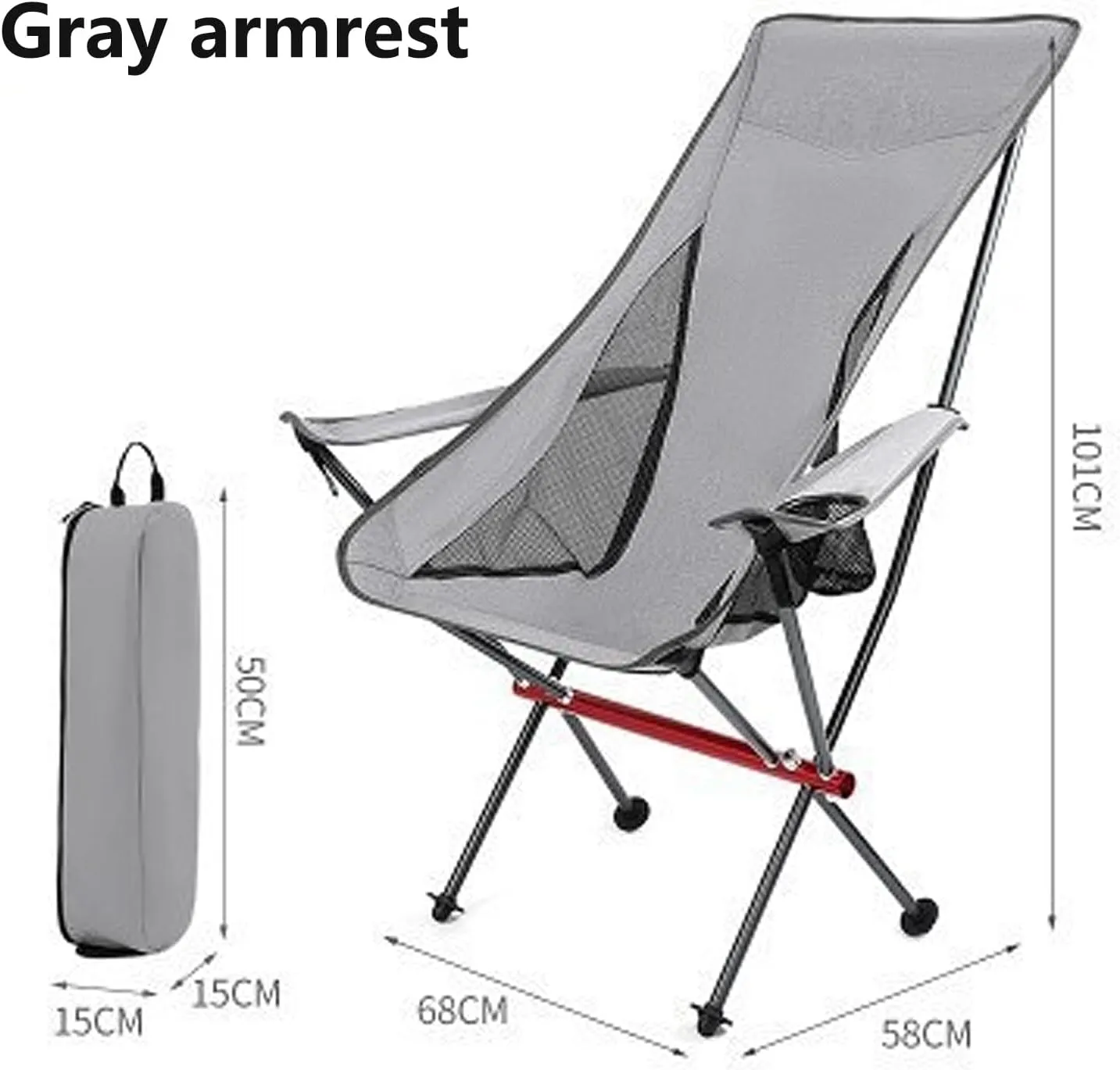 Camping Chair Portable Folding Outdoor Chairs Fully Padded Camp for Sports Duty Supports 330 lbs Arm with Cup Holder Carry Bag Fishing-Beige