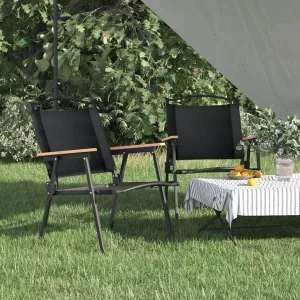 Camping Chairs 2 Pcs Black Oxford Fabric Outdoor Folding Chair Lightweight Patio Chairs for Camping, Beach, Picnic, Garden and Outdoor Activities