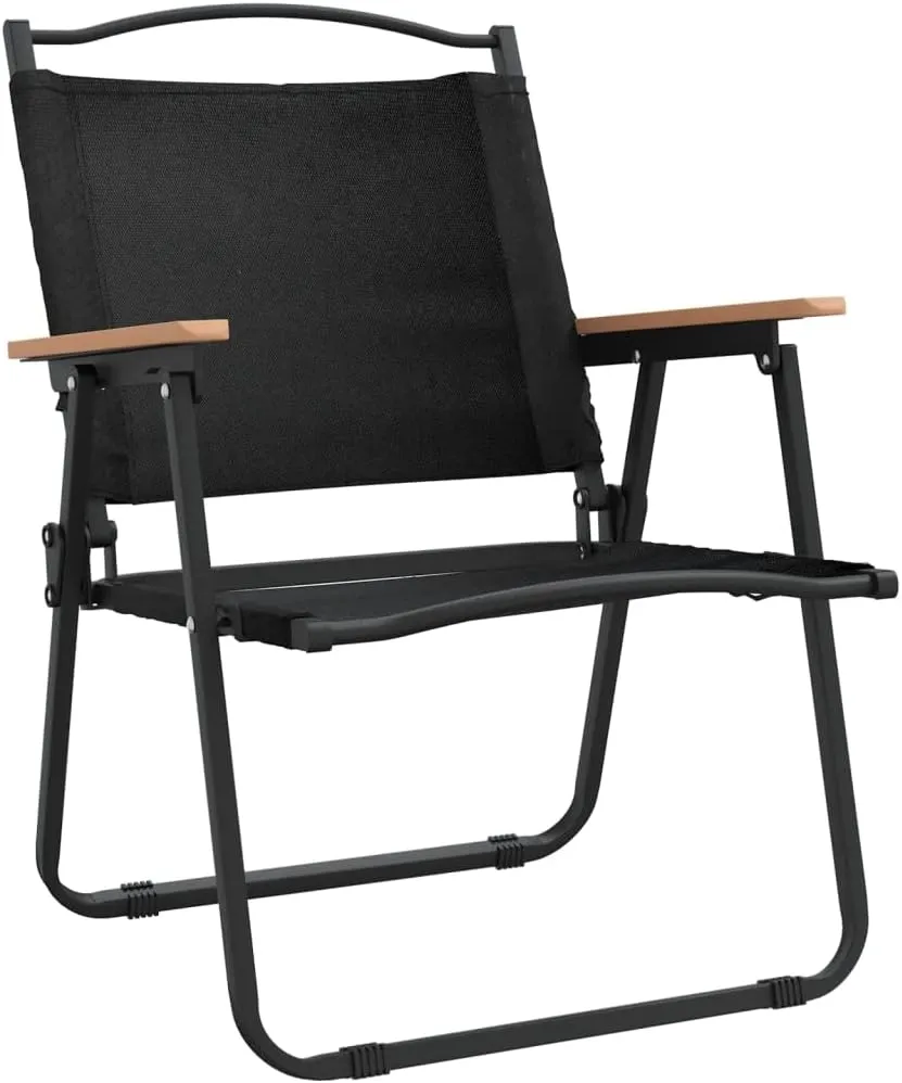 Camping Chairs 2 Pcs Black Oxford Fabric Outdoor Folding Chair Lightweight Patio Chairs for Camping, Beach, Picnic, Garden and Outdoor Activities