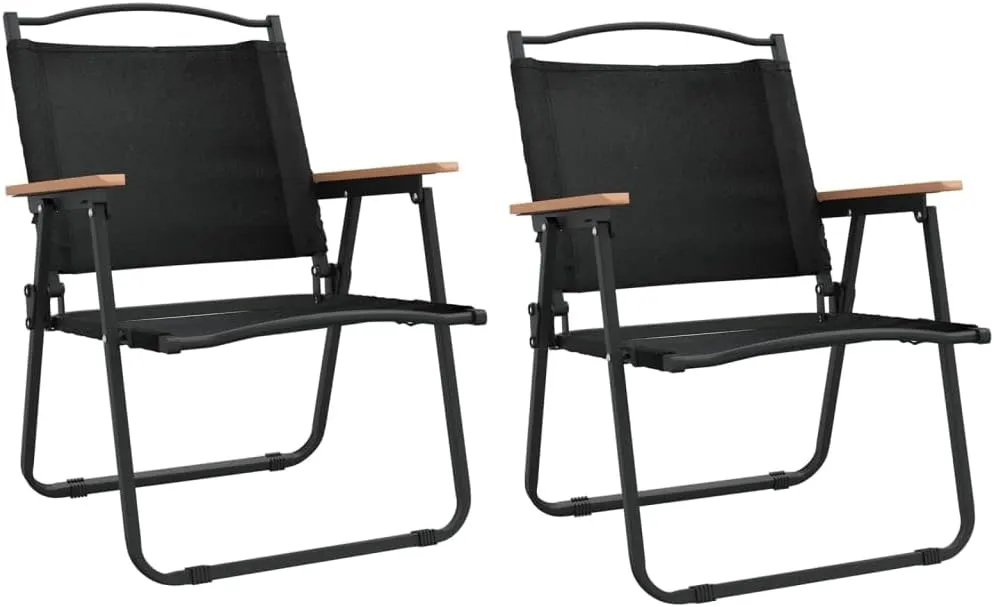 Camping Chairs 2 Pcs Black Oxford Fabric Outdoor Folding Chair Lightweight Patio Chairs for Camping, Beach, Picnic, Garden and Outdoor Activities