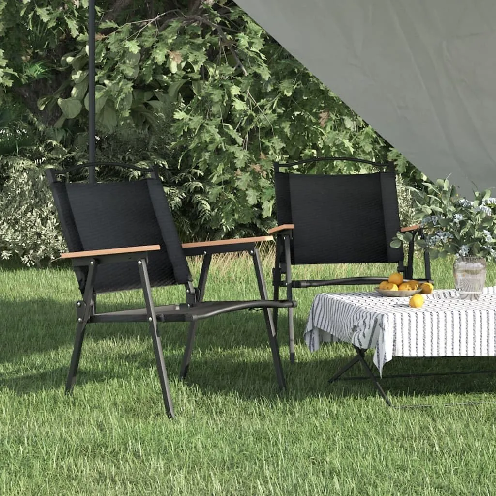 Camping Chairs 2 Pcs Black Oxford Fabric Outdoor Folding Chair Lightweight Patio Chairs for Camping, Beach, Picnic, Garden and Outdoor Activities
