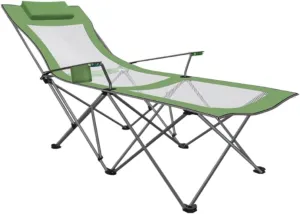 Camping Chairs Portable Camping Chair with Footrest Mesh Backrest Folding Reclining Lunch Break Bed Sitting Lying Dual-Purpose Beach Seat Portable Folding Chair (Color : A)