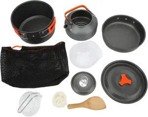 Camping Cooking Set Multilayer Portable Cookware Set with Frying Pan for 2 to 3 People