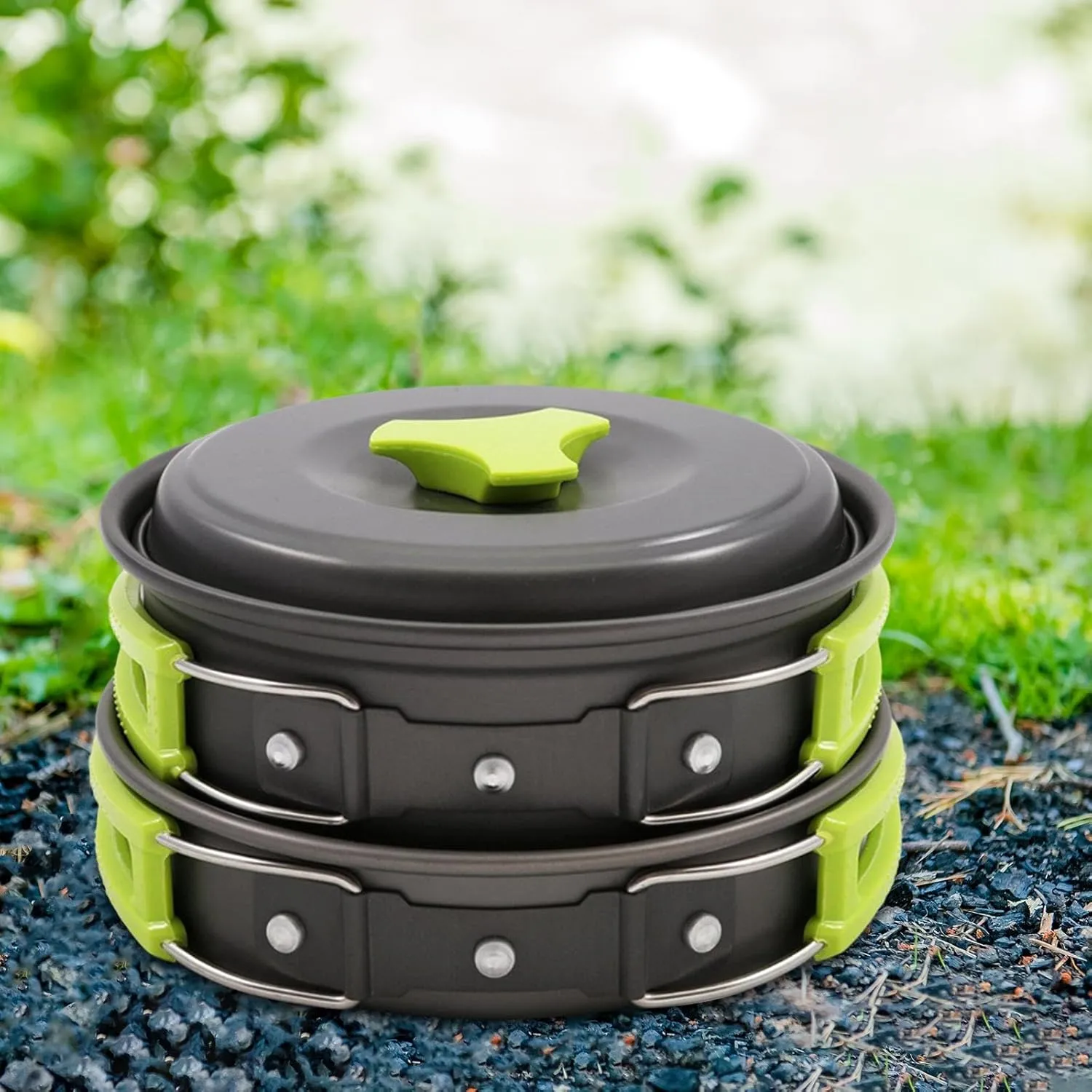 Camping Cookware Camping Cooking Set Outdoor Cook Gear Lightweight Aluminum Alloy with Storage Bag Pot Pan for Dinner Fishing